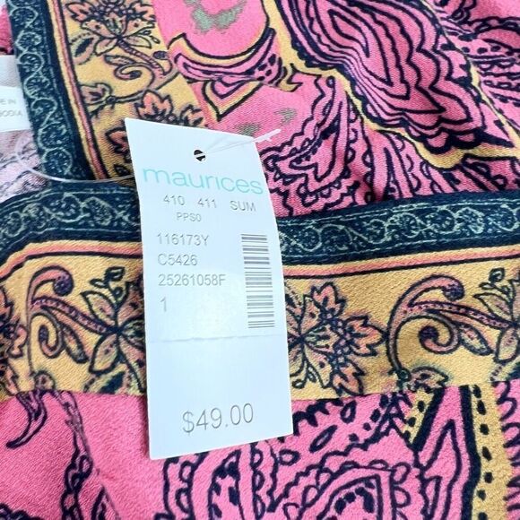 Maurices Midi Dress Womens 1X Multicolor Rayon Sleeveless Paisley High Low New - Picture 8 of 14